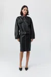 St Agni Brushed Leather Pencil Skirt In Black