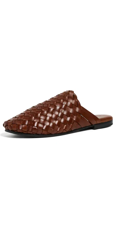 St Agni Bunto Woven Slides Chestnut In Brown