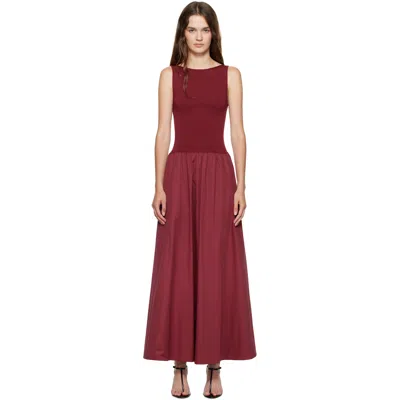 St Agni Burgundy Bateau Cutout Dress In Red