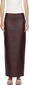 St Agni Exclusive Leather Maxi Column Skirt In Burgundy
