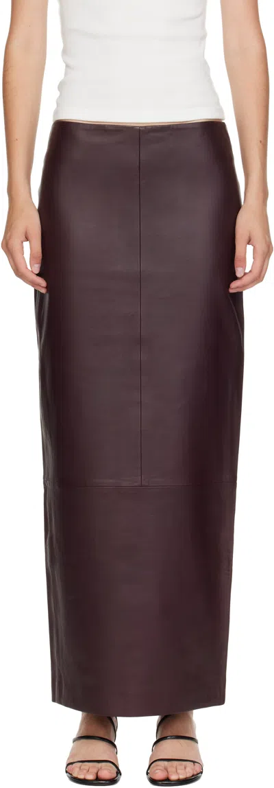 St Agni Zipper Leather Miniskirt In Burgundy