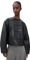 St Agni Button Detail Cocoon Leather Jacket In Black