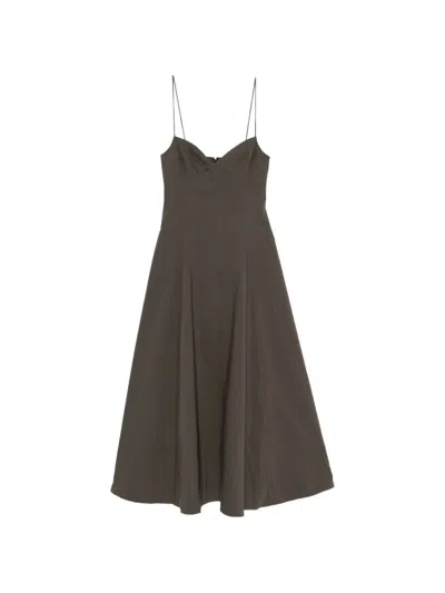 St Agni Cami Panelled Midi Dress In Brown
