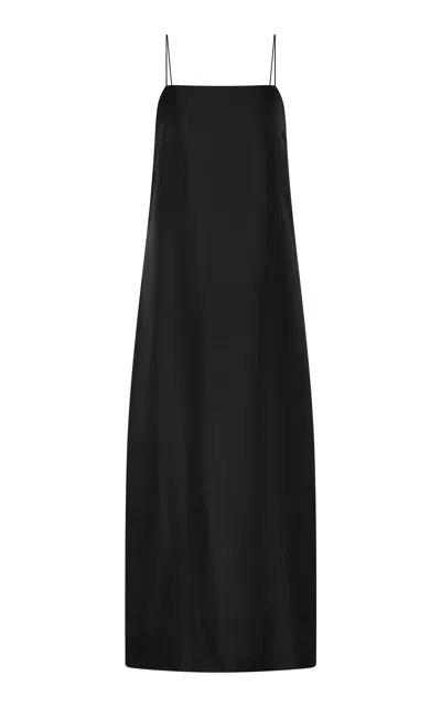 St Agni Cami Silk-twill Slip Maxi Dress In Black