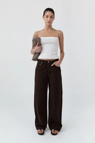St Agni Canvas Classic Mid Rise Jeans In Brown