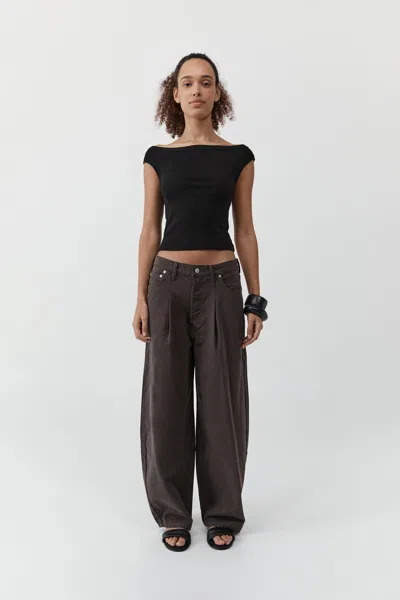 St Agni Canvas Mid Rise Barrel Jeans In Gray