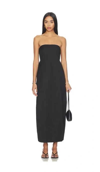 St Agni Canvas Pleat Cocoon Dress In Black