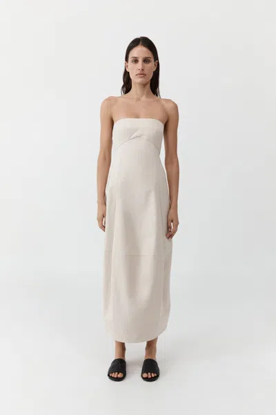 St Agni Canvas Pleat Cocoon Dress In Sand