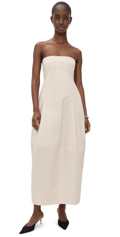 St Agni Canvas Pleat Cocoon Dress Shell In Brown