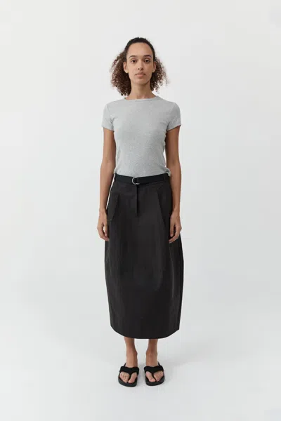 St Agni Canvas Pleat Cocoon Skirt In Black