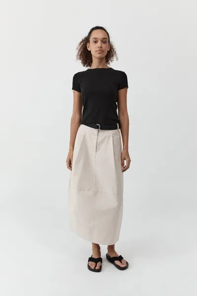 St Agni Canvas Pleat Cocoon Skirt In Sand