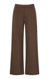 St Agni Carter Mid-rise Silk-canvas Straight-leg Pants In Brown
