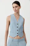 St Agni Carter Vest In Stone Blue