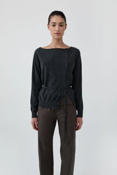 St Agni Cashmere Asymm Cardigan In Gray