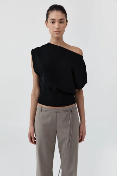 St Agni Cashmere Asymm Top In Black