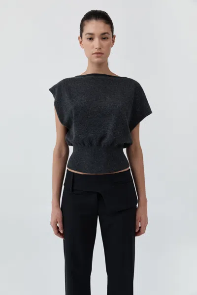 St Agni Cashmere Asymm Top In Gray