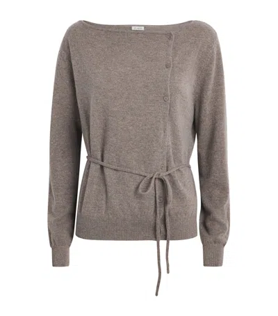 St Agni St. Agni Cashmere Belted Asymmetrical Cardigan In Brown