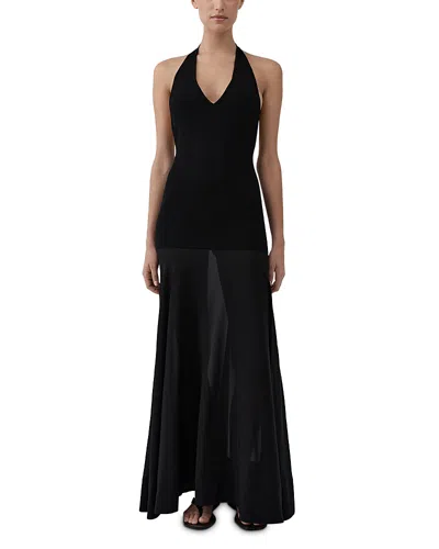 St Agni Circle Hem Halter Dress In Black