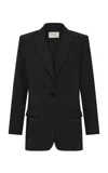 St Agni Classic Nylon-cotton Suiting Blazer In Black