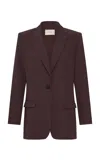 St Agni Classic Nylon-cotton Suiting Blazer In Burgundy