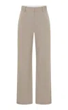 St Agni Classic Pintuck Straight-leg Pants In Neutral