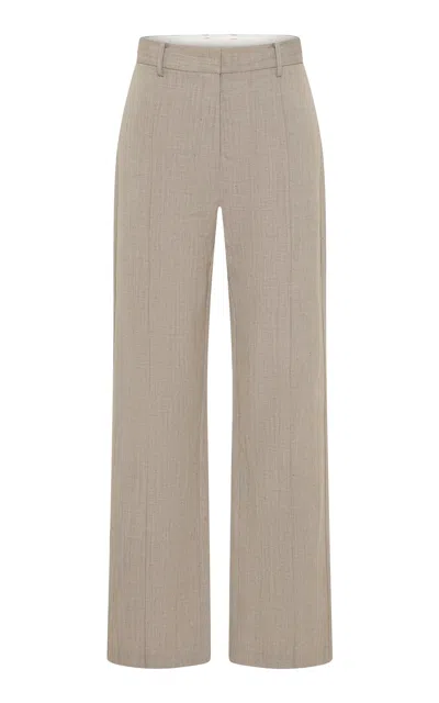 St Agni Classic Pintuck Straight-leg Pants In Neutral