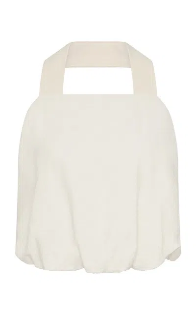 St Agni Cloud Twist Halter Top In White