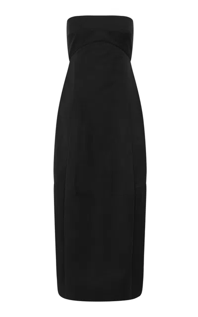 St Agni Cocoon Canvas Midi Dress In Black