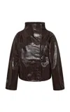 St Agni St. Agni Cocoon Crocodile-effect Leather Jacket In Brown