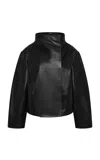St Agni St. Agni Cocoon Funnel Leather Jacket In Black