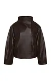 St Agni St. Agni Cocoon Funnel Leather Jacket In Brown