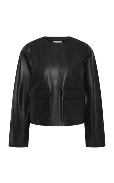 St Agni Cocoon Leather Bomber Jacket In Black