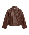 St Agni Leather Cocoon Jacket In Brown