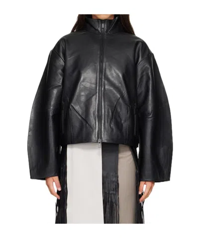 St Agni Cocoon Leather Jacket In Black