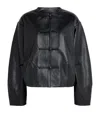 St Agni Button Detail Cocoon Leather Jacket In Black