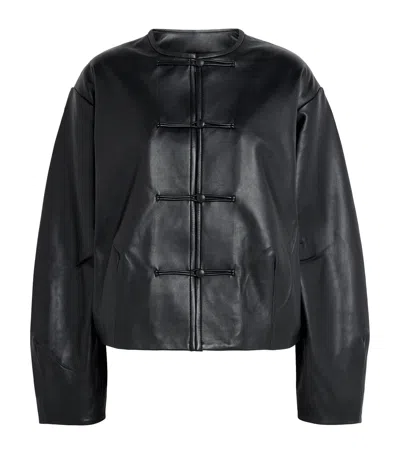 St Agni St. Agni Cocoon Leather Jacket In Black
