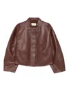 St Agni Cocoon Leather Jacket In Brown