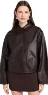 St Agni Cocoon Leather Utility Jacket In Chocolate