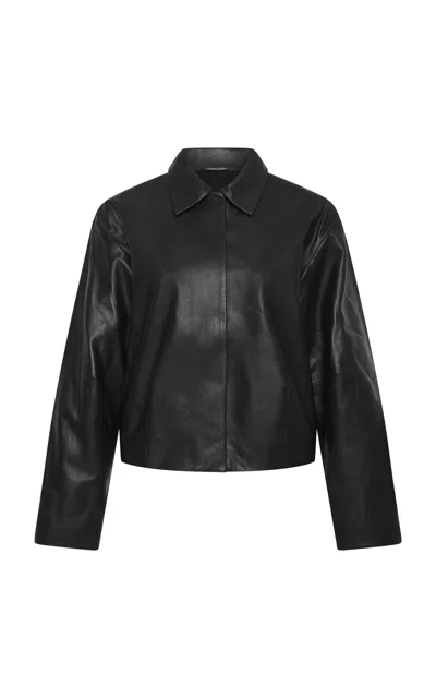 St Agni Cocoon Leather Utility Jacket In Black