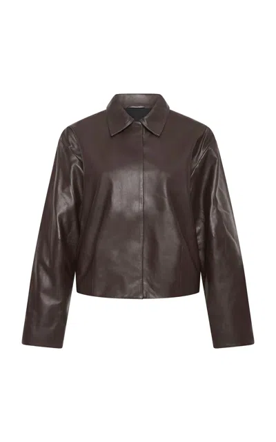 St Agni Cocoon Leather Utility Jacket In Brown