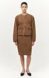 St Agni Cocoon Suede Bomber Jacket In Brown