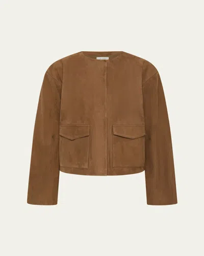 St Agni Cocoon Suede Bomber Jacket In Brown