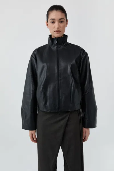 St Agni Cocoon Zip Leather Jacket In Black
