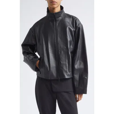 St Agni St. Agni Cocoon Zip Leather Jacket In Black