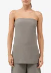 St Agni Column Strapless Tunic Top In Khaki