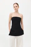 St Agni Strapless Column Tunic Top In Black