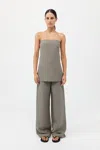 St Agni Column Strapless Tunic Top In Smokey Olive