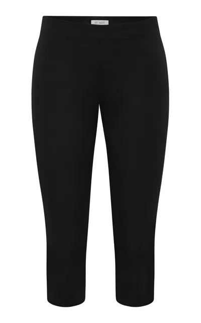 St Agni St. Agni Compact Capri Cotton Slim Leg Pants In Black