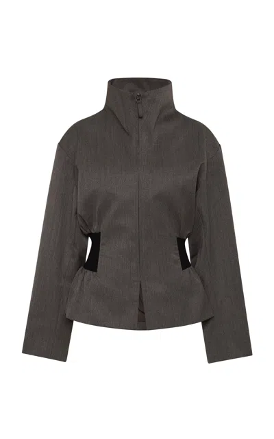 St Agni St. Agni Contour Wool-blend Flight Jacket In Grey