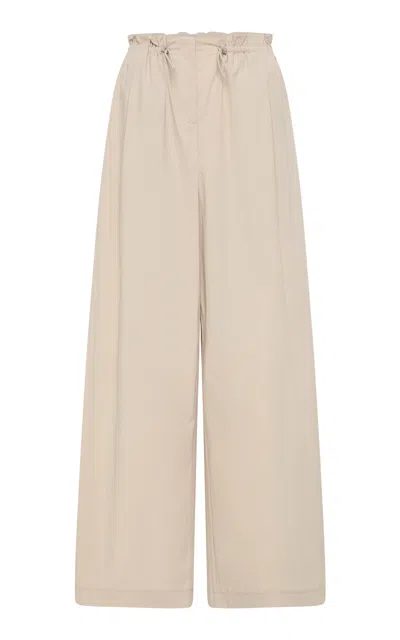 St Agni Corded Cotton-nylon Wide-leg Pants In Off-white